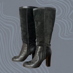 Nine West knee high black leather and suede boots size 10 M